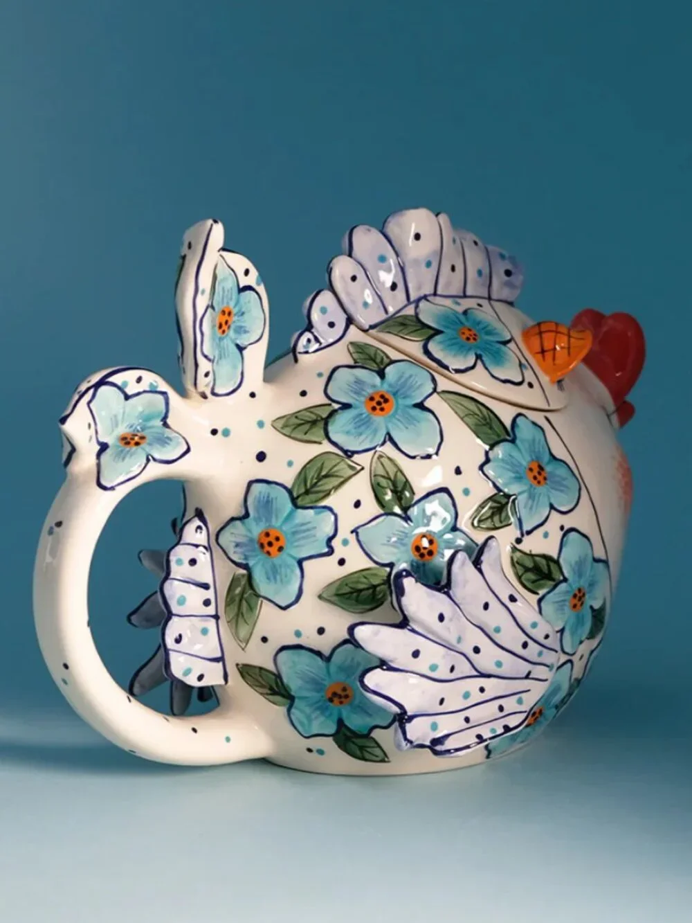 Bluesky Clayworks Teapot Flower Fish